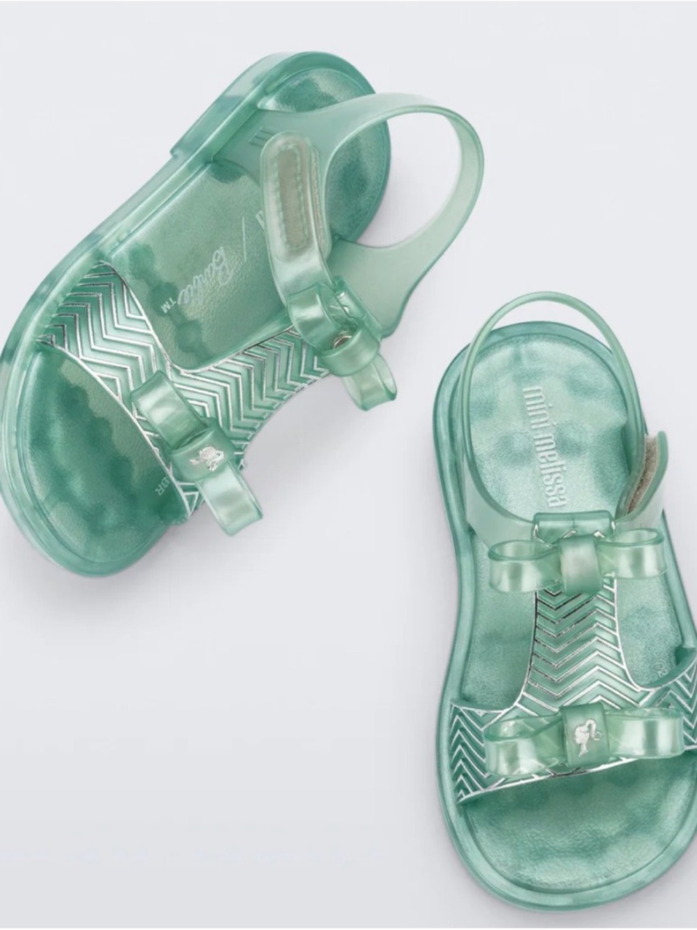 Mini Melissa Girls' Jelly Sandals in Mint Green with Bow Size 9